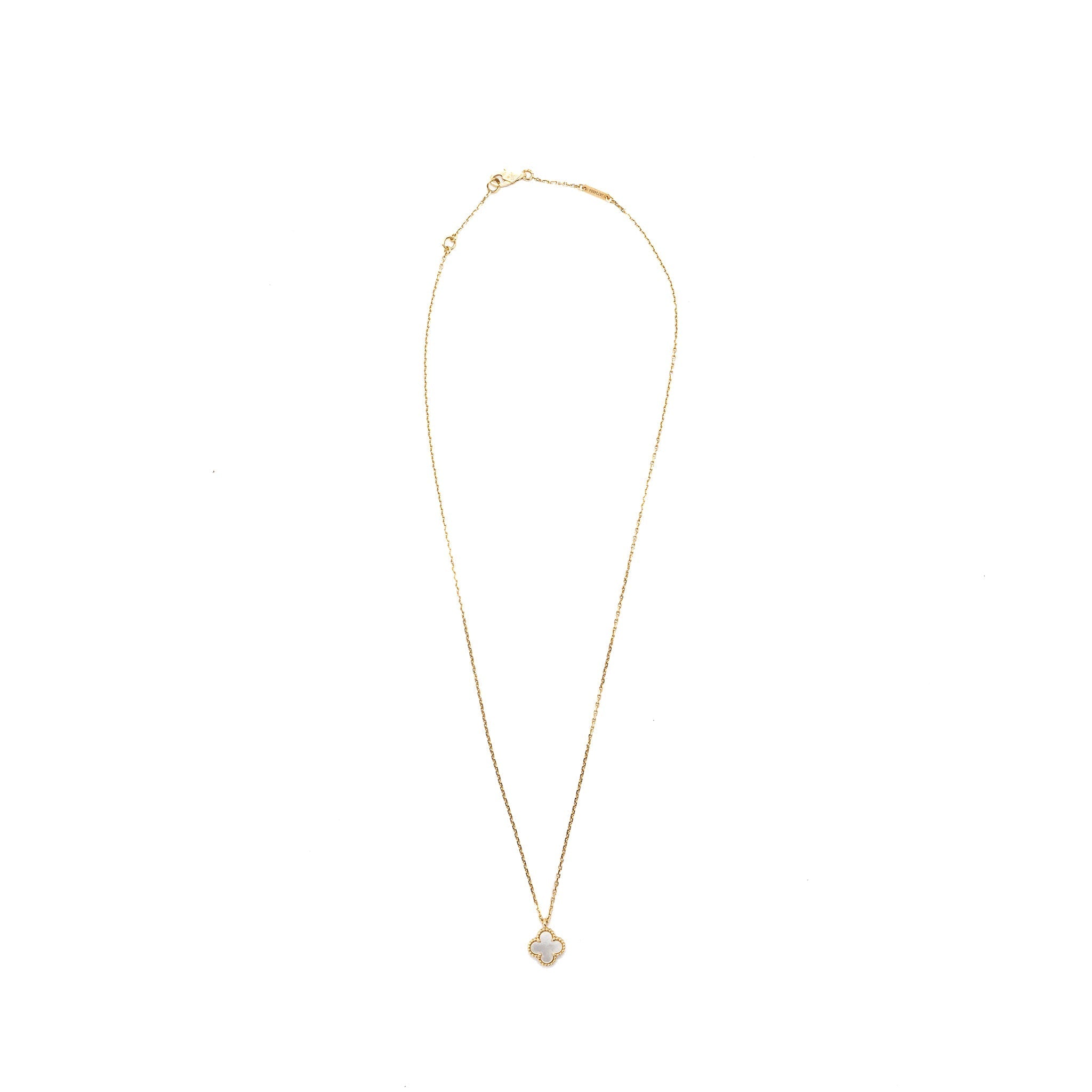 VAN CLEEF & ARPELS SWEET ALHAMBRA PENDANT WHITE MOTHER OF PEARL 18K YELLOW GOLD