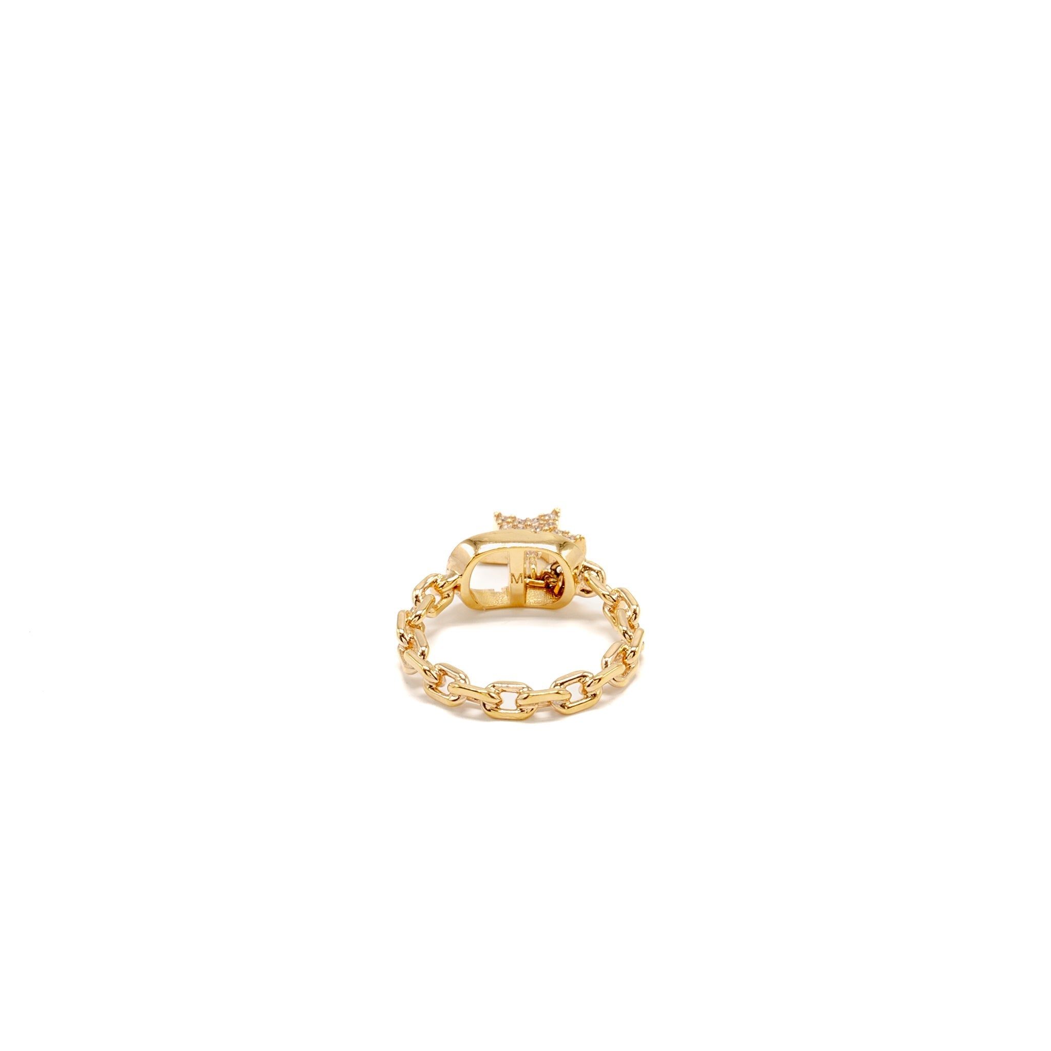 DIOR CD AND STAR RING CRYSTAL GOLD TONE