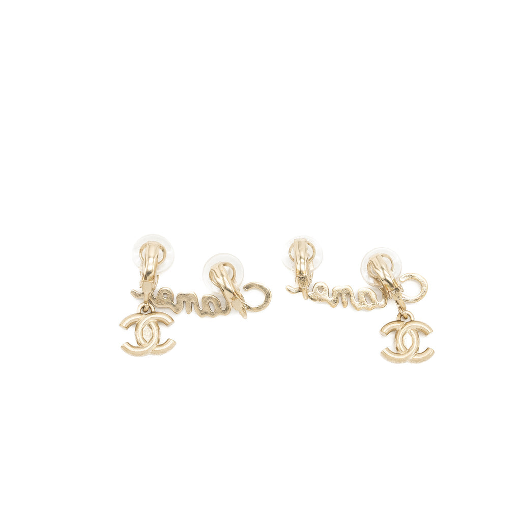 CHANEL COCO/CHANEL LETTER EARRING CLIPS LIGHT GOLD TONE