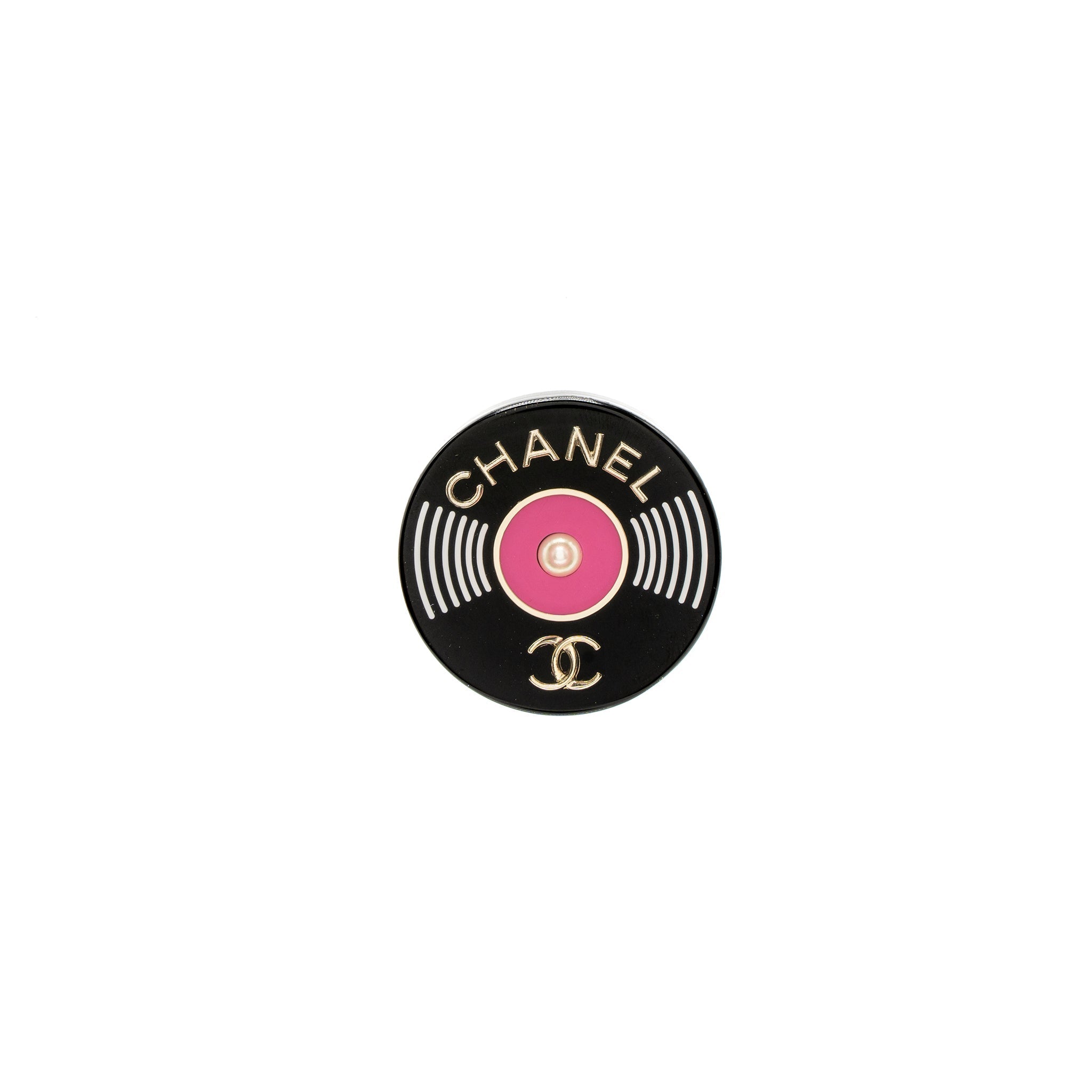 CHANEL ROUND LETTER/CC LOGO BROOCH MULTICOLOUR LIGHT GOLD TONE