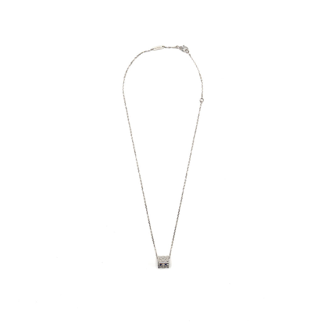 VAN CLEEF AND ARPELS PERLEE CLOVERS PENDANT WHITE GOLD DIAMONDS WITH ANGLE FILED TRACE CHAIN (SELL IN A SET)