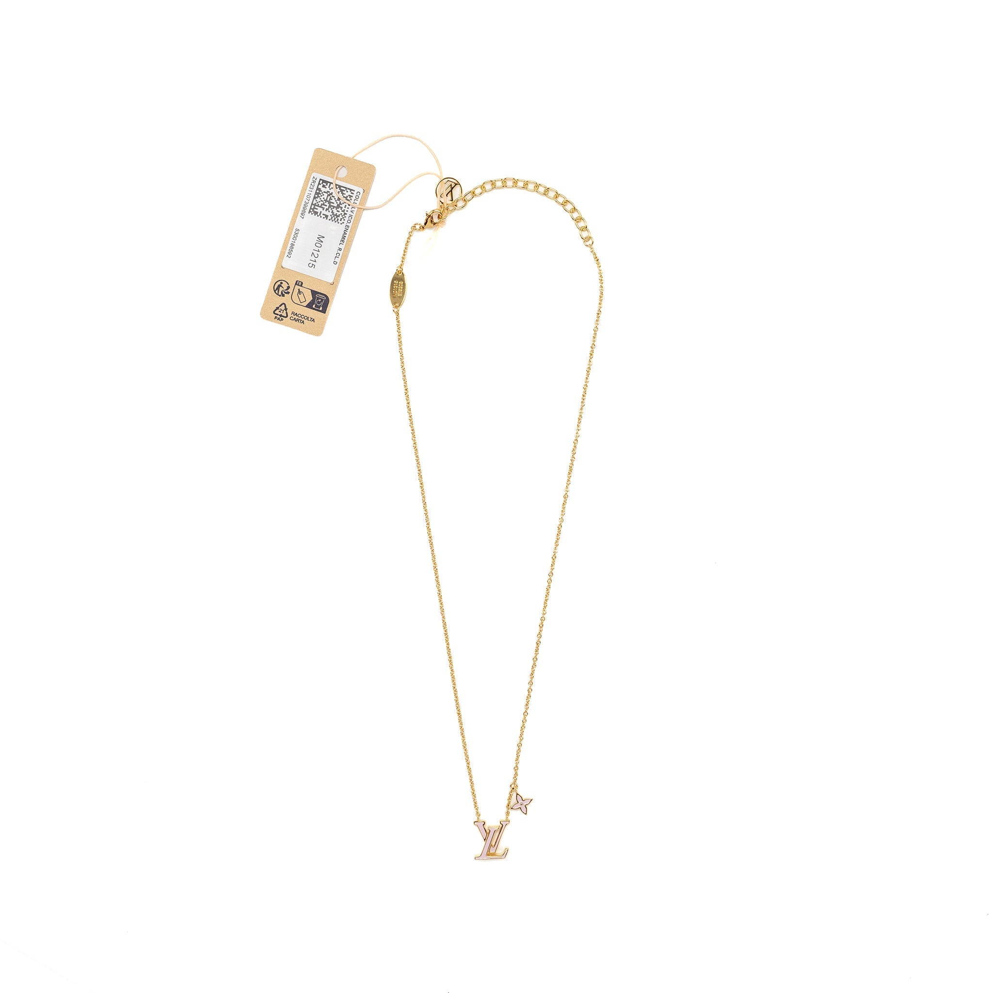 LOUIS VUITTON LV ICONIC ENAMEL NECKLACE LIGHT PINK GOLD TONE