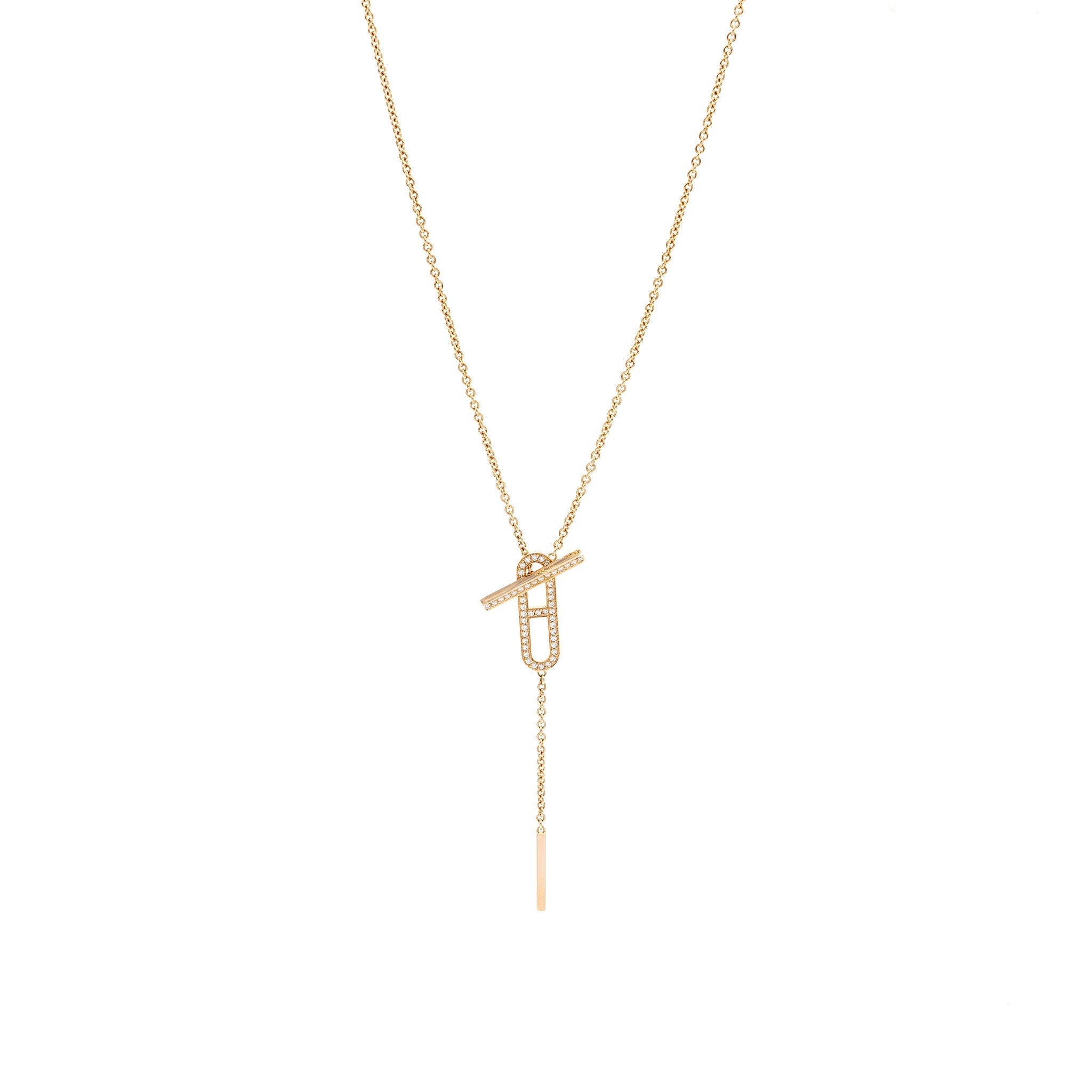 HERMES EVER CHAINE D’ANCRE LARIAT NECKLACE ROSE GOLD, DIAMONDS