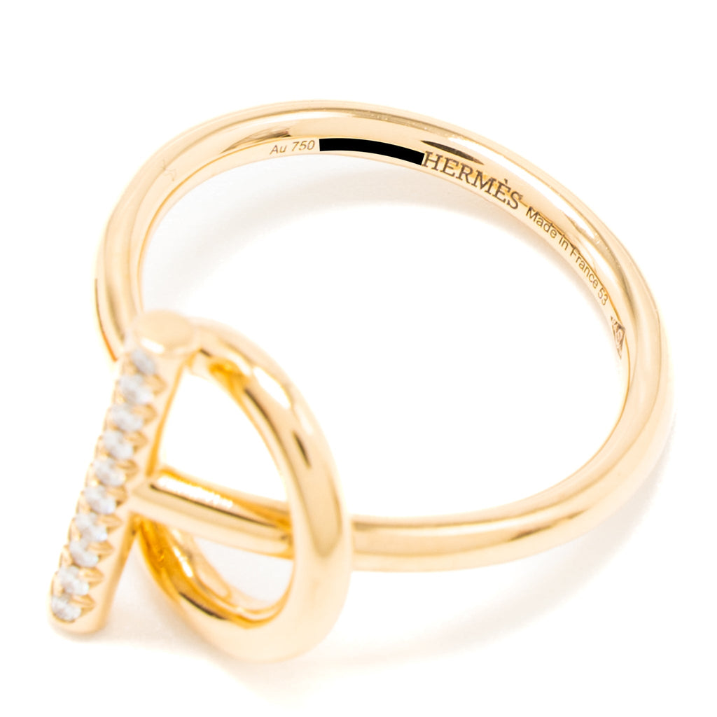 HERMES ECHAPPEE RING ROSE GOLD DIAMONDS