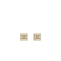 CHANEL SQUARE CC LOGO EARRING WITH CRYSTAL LIGHT GOLD TONE