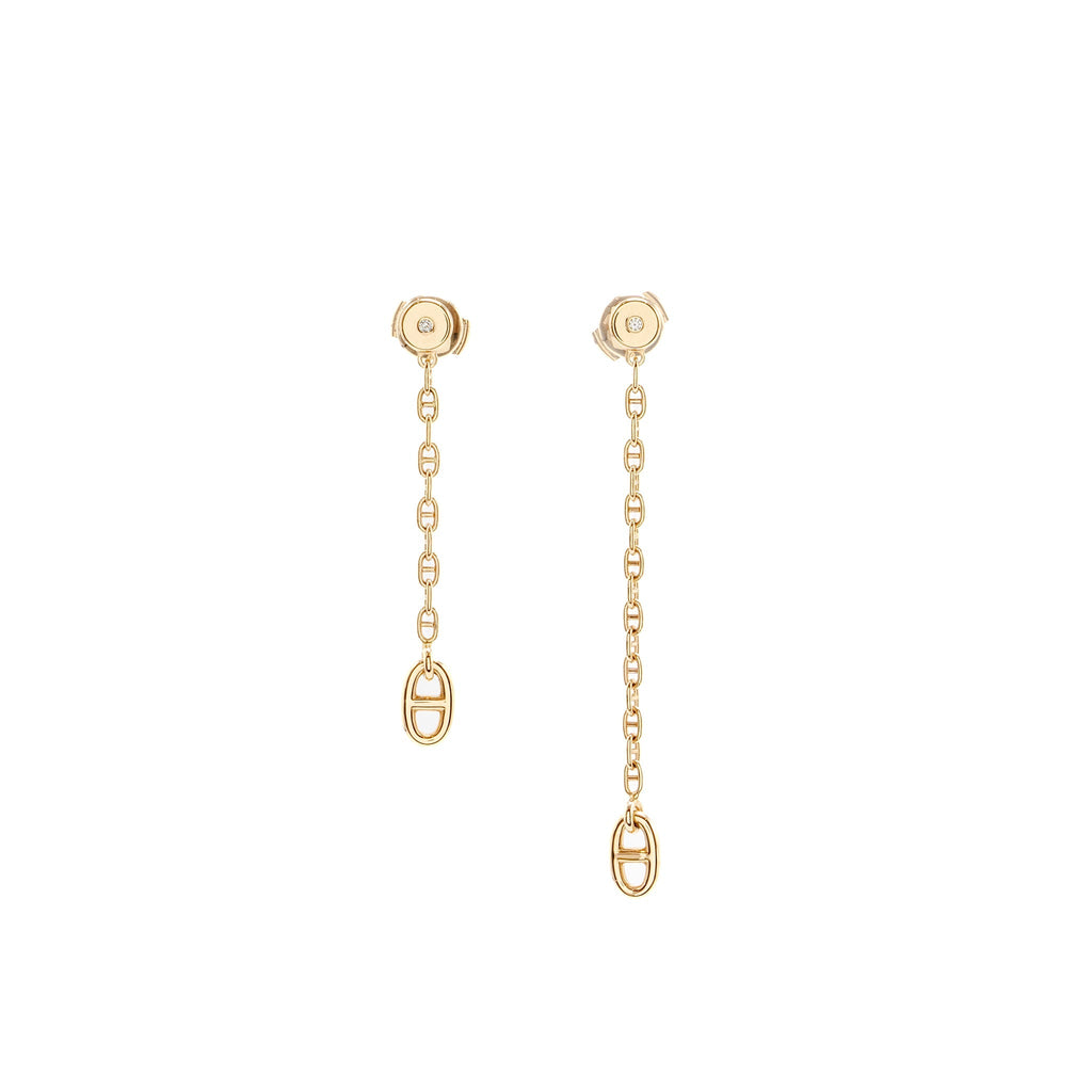 HERMES NEW FARANDOLE EARRINGS ROSE GOLD/ DIAMONDS