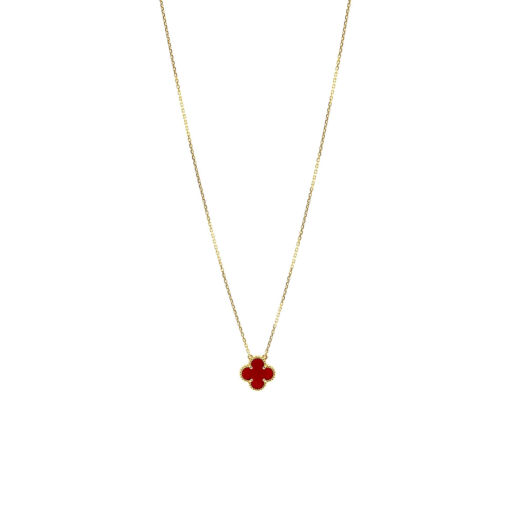 VAN CLEEF AND ARPELS VINTAGE ALHAMBRA PENDANT CARNELIAN / 18K YELLOW GOLD