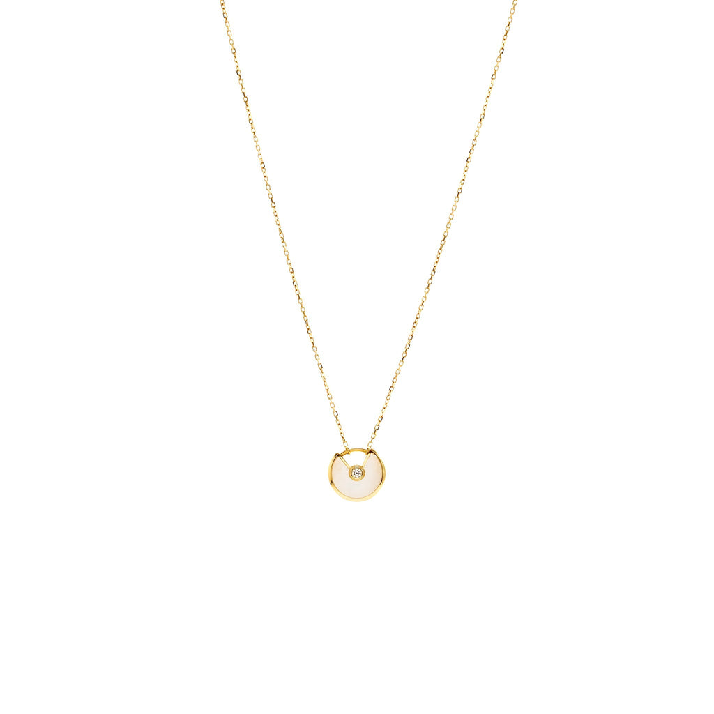 CARTIER AMULETTE DE CARTIER NEKCLACE, XS MODEL, WHITE MOTHER OF PEARL ROSE GOLD DIAMOND