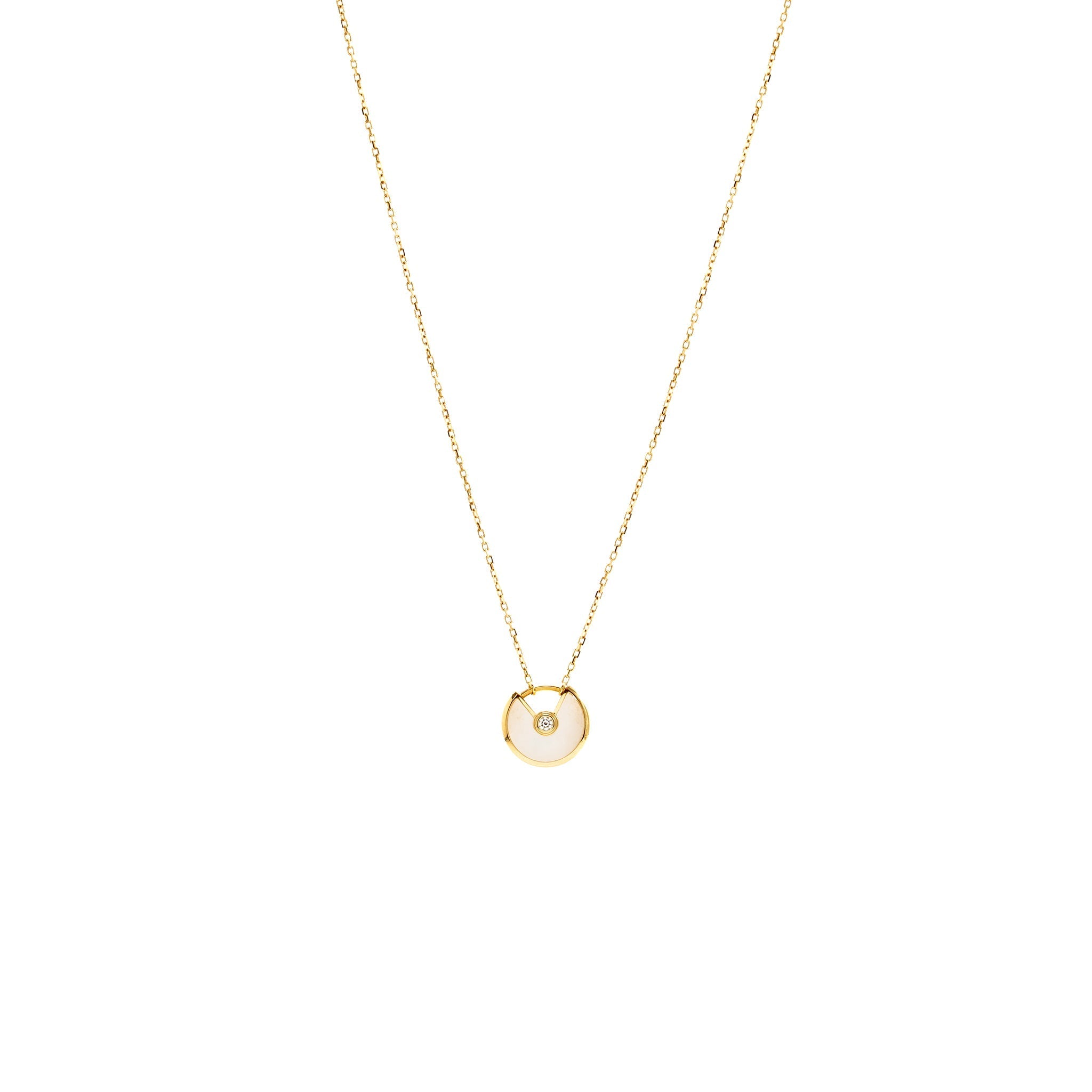 CARTIER AMULETTE DE CARTIER NEKCLACE, XS MODEL, WHITE MOTHER OF PEARL ROSE GOLD DIAMOND