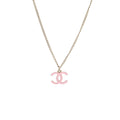 CHANEL CC LOGO NECKLACE PINK / SILVER TONE