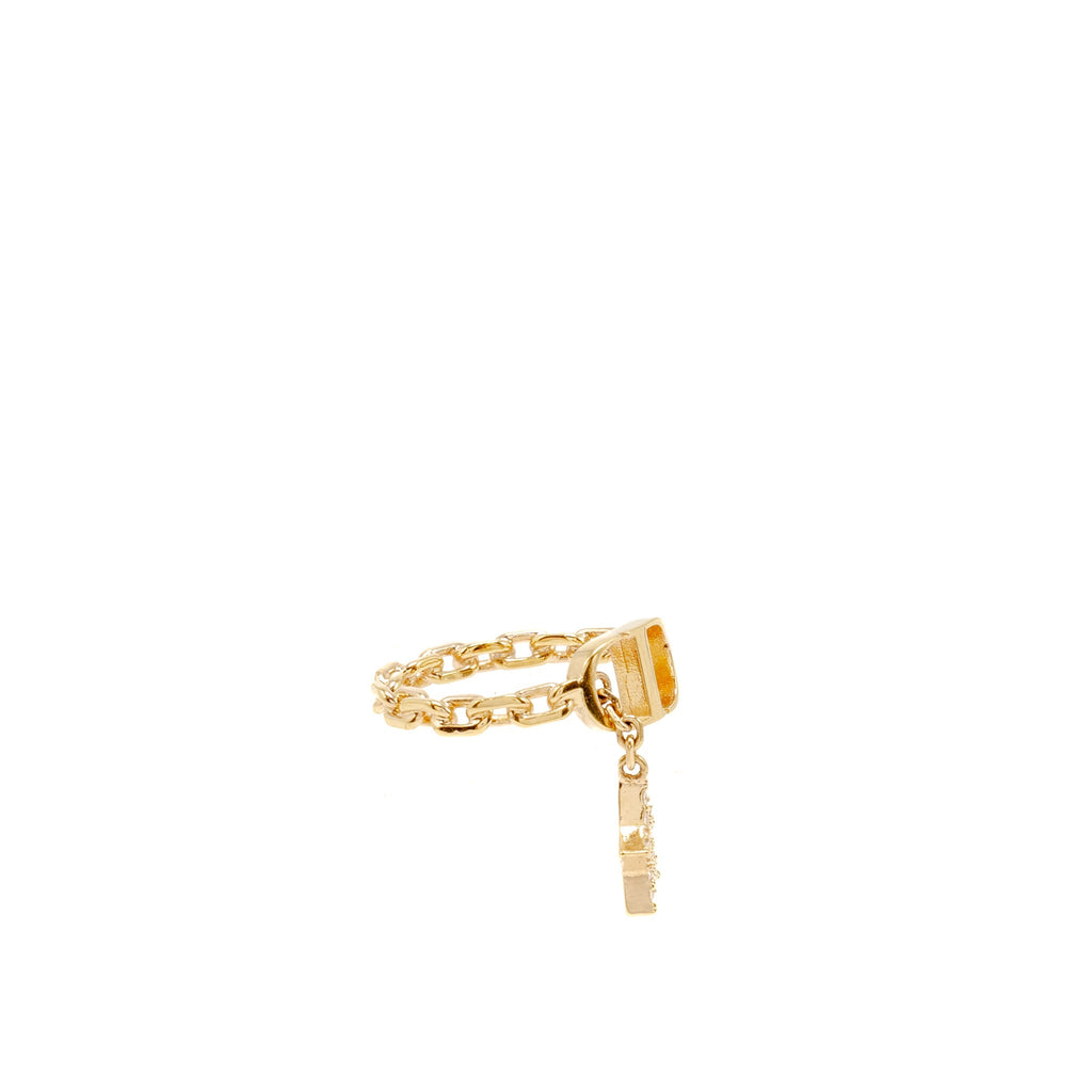 DIOR CD AND STAR RING CRYSTAL GOLD TONE