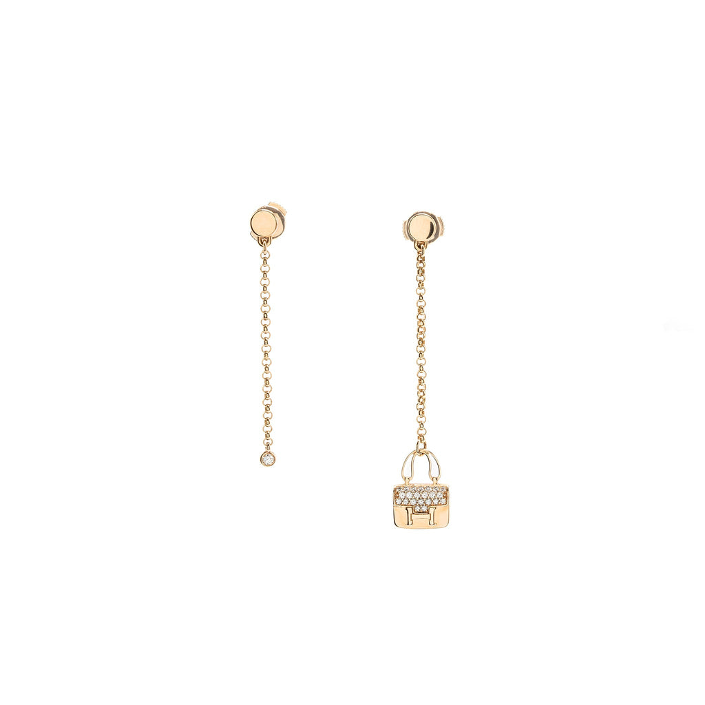 HERMES AMMULATE CONSTANCE EARRINGS ROSE GOLD, DIAMONDS