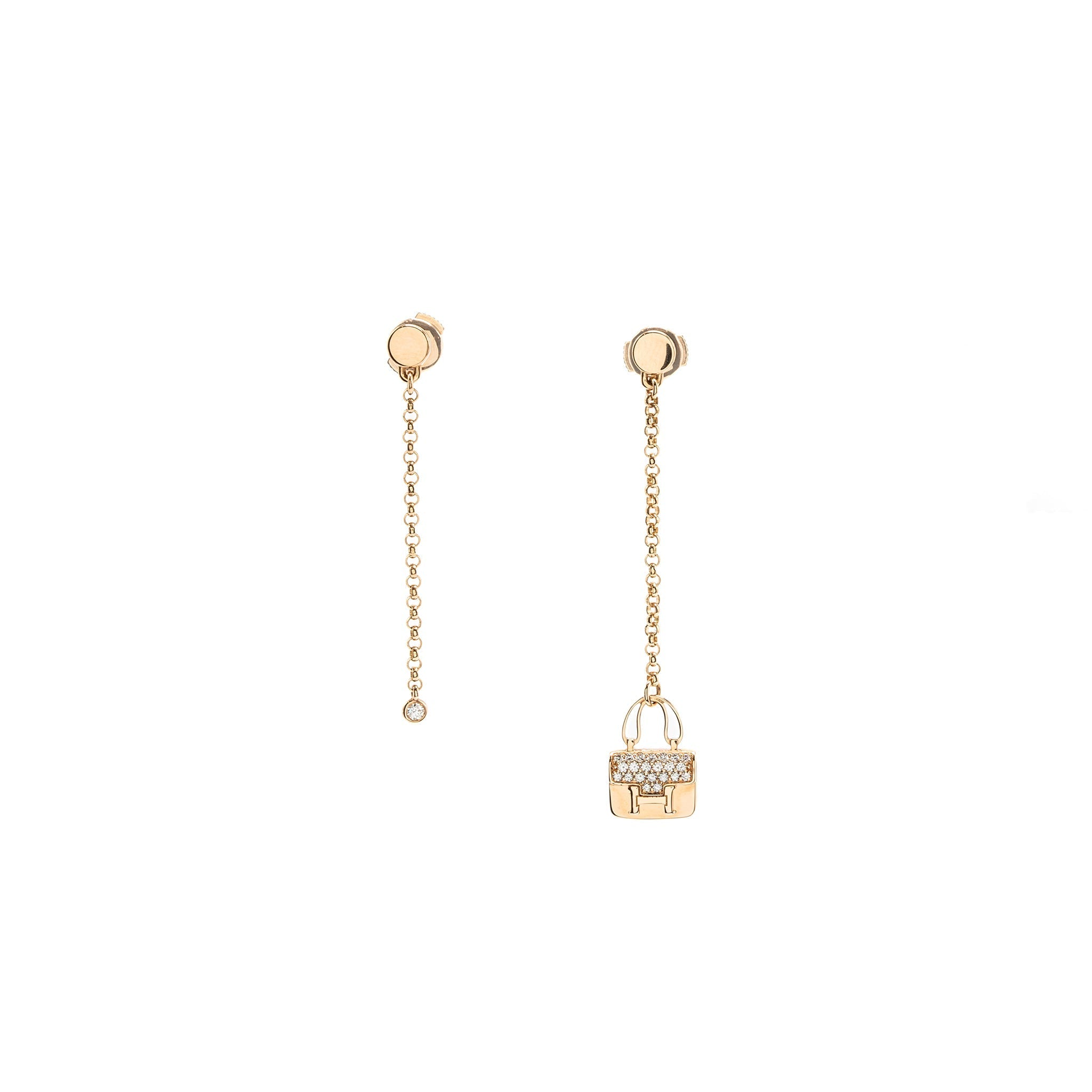 HERMES AMMULATE CONSTANCE EARRINGS ROSE GOLD, DIAMONDS