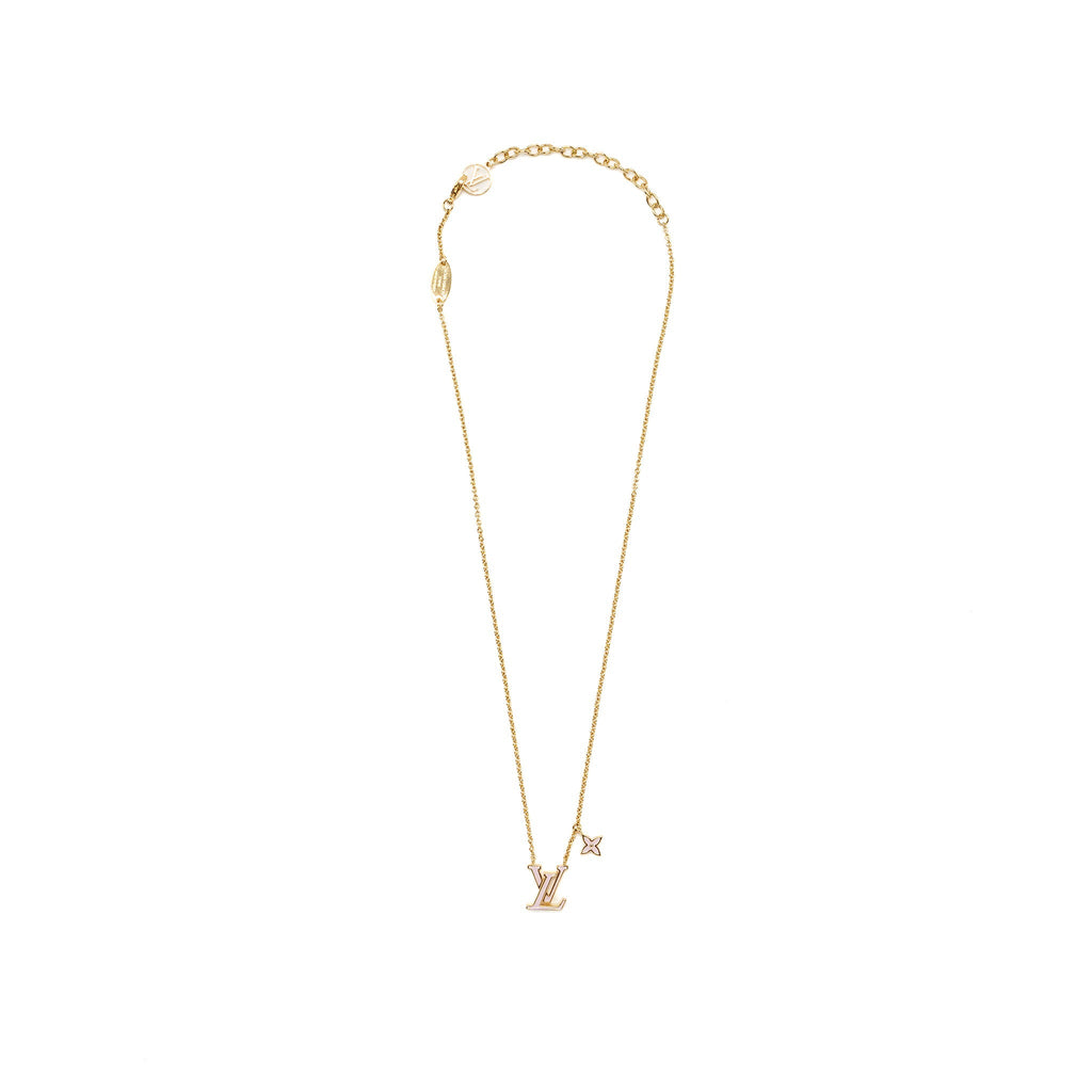 LOUIS VUITTON LV ICONIC ENAMEL NECKLACE LIGHT PINK GOLD TONE
