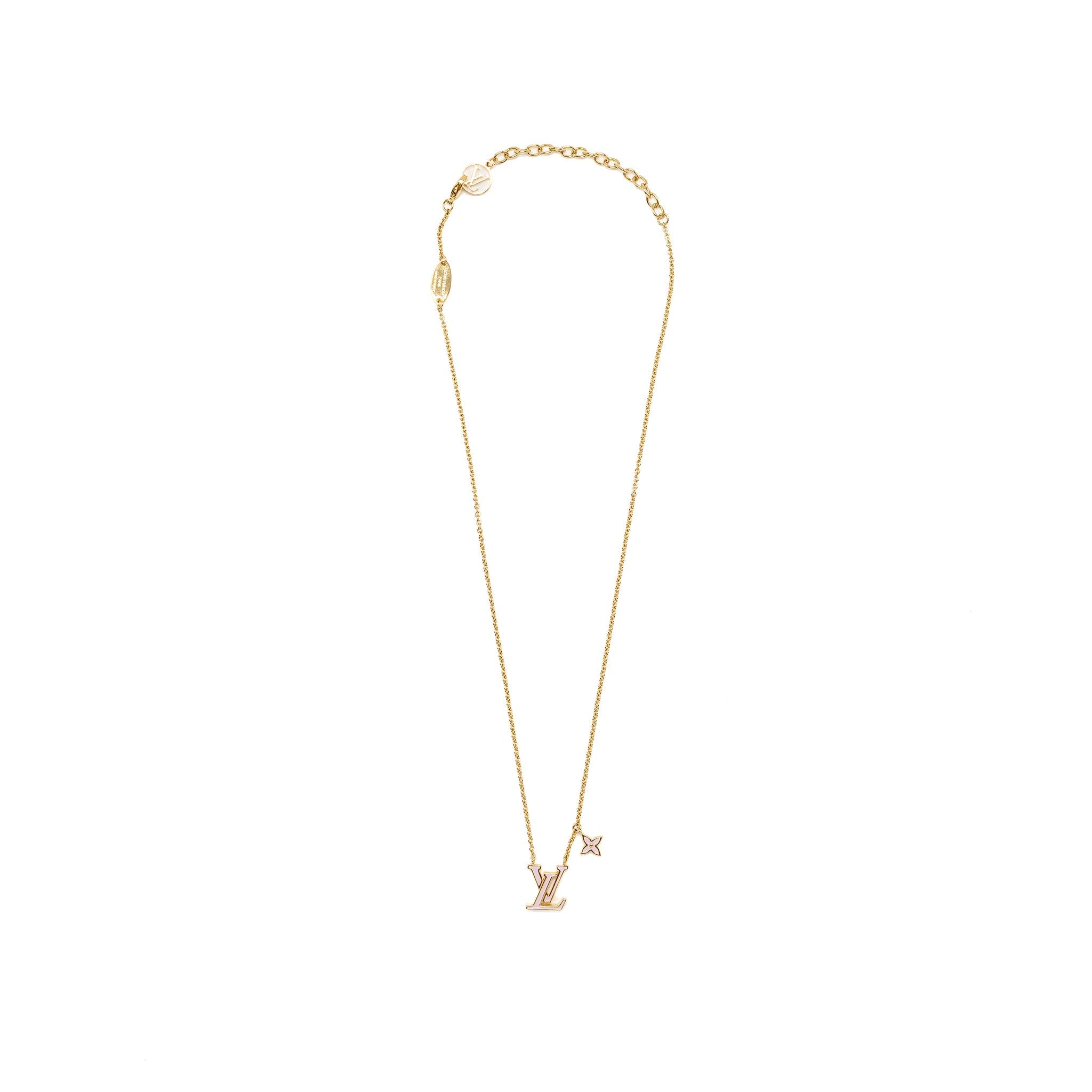 LOUIS VUITTON LV ICONIC ENAMEL NECKLACE LIGHT PINK GOLD TONE