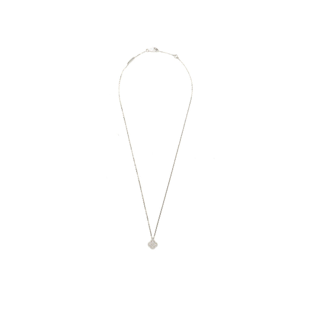 VAN CLEEF & ARPELS SWEET ALHAMBRA PENDANT WHITE GOLD DIAMONDS