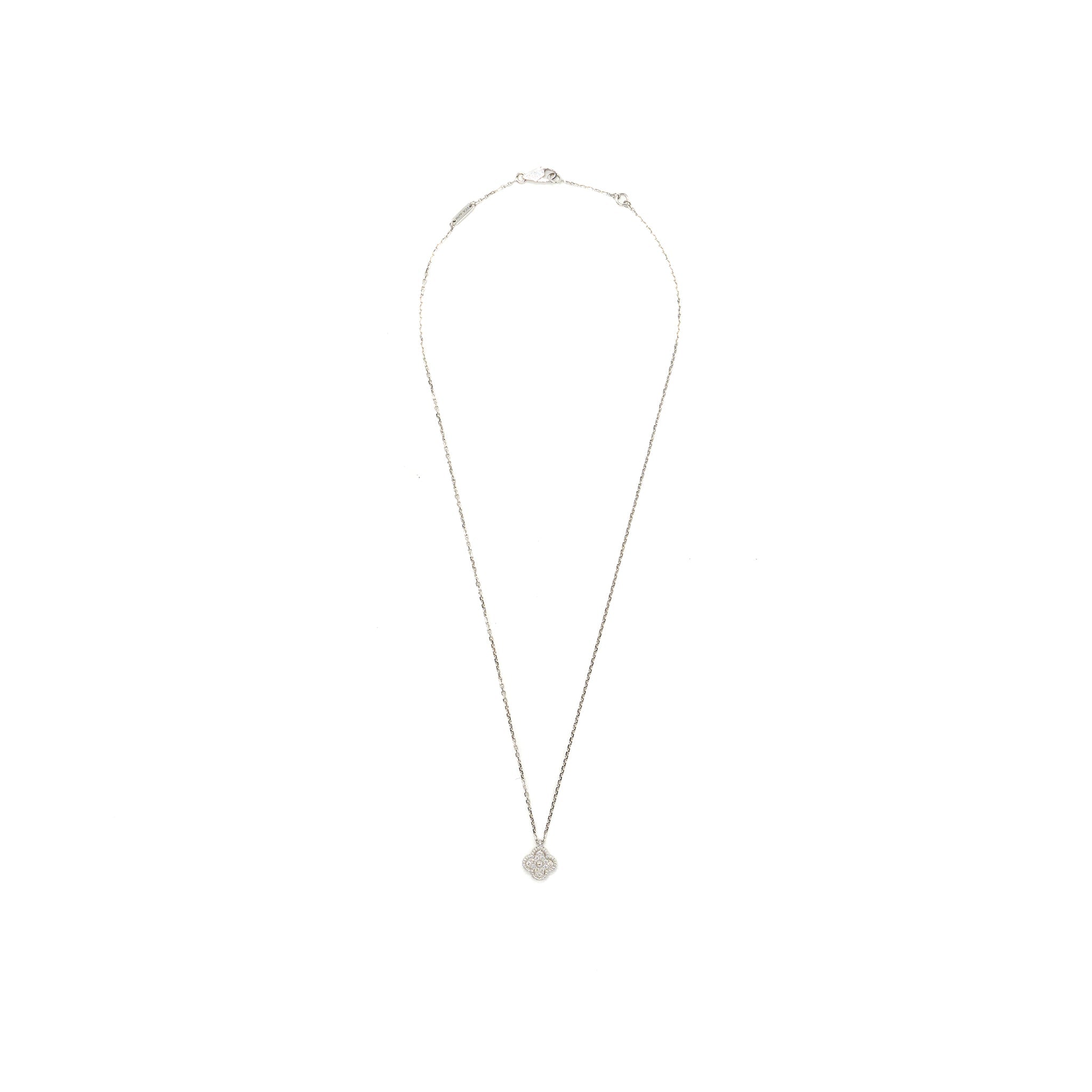 VAN CLEEF & ARPELS SWEET ALHAMBRA PENDANT WHITE GOLD DIAMONDS