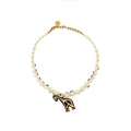 DIOR GIRAFFE PEARL CHOCKER GOLD TONE