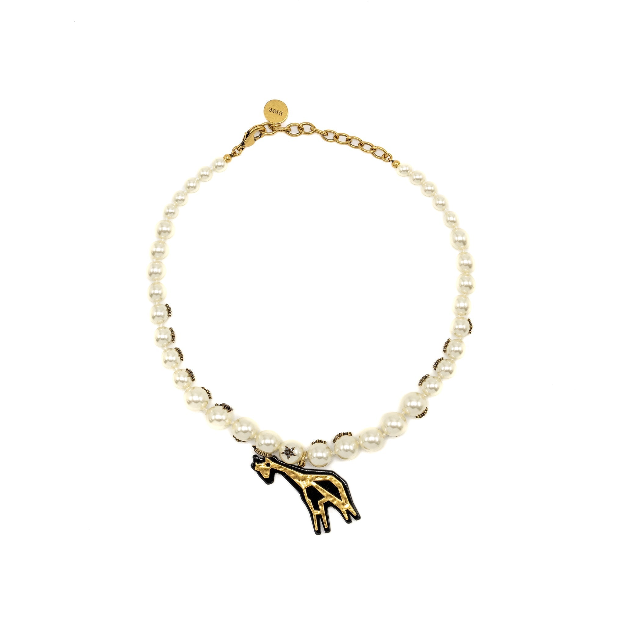 DIOR GIRAFFE PEARL CHOCKER GOLD TONE