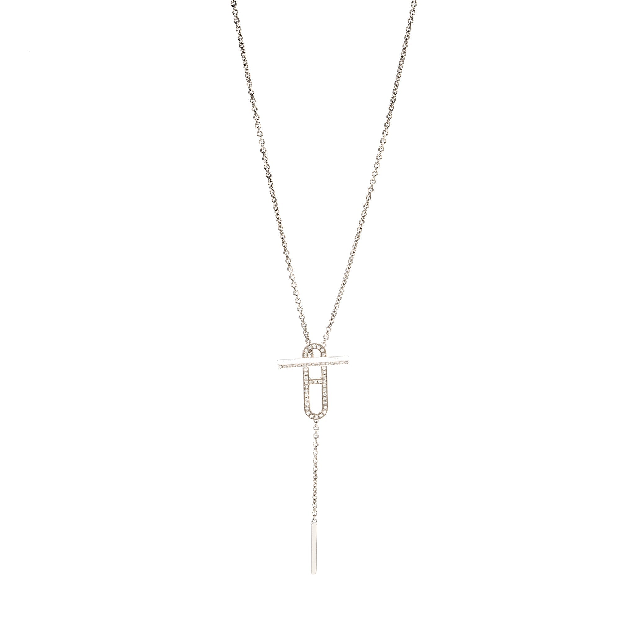 HERMES EVER CHAINE D’ANCRE LARIAT NECKLACE WHITE GOLD,DIAMONDS