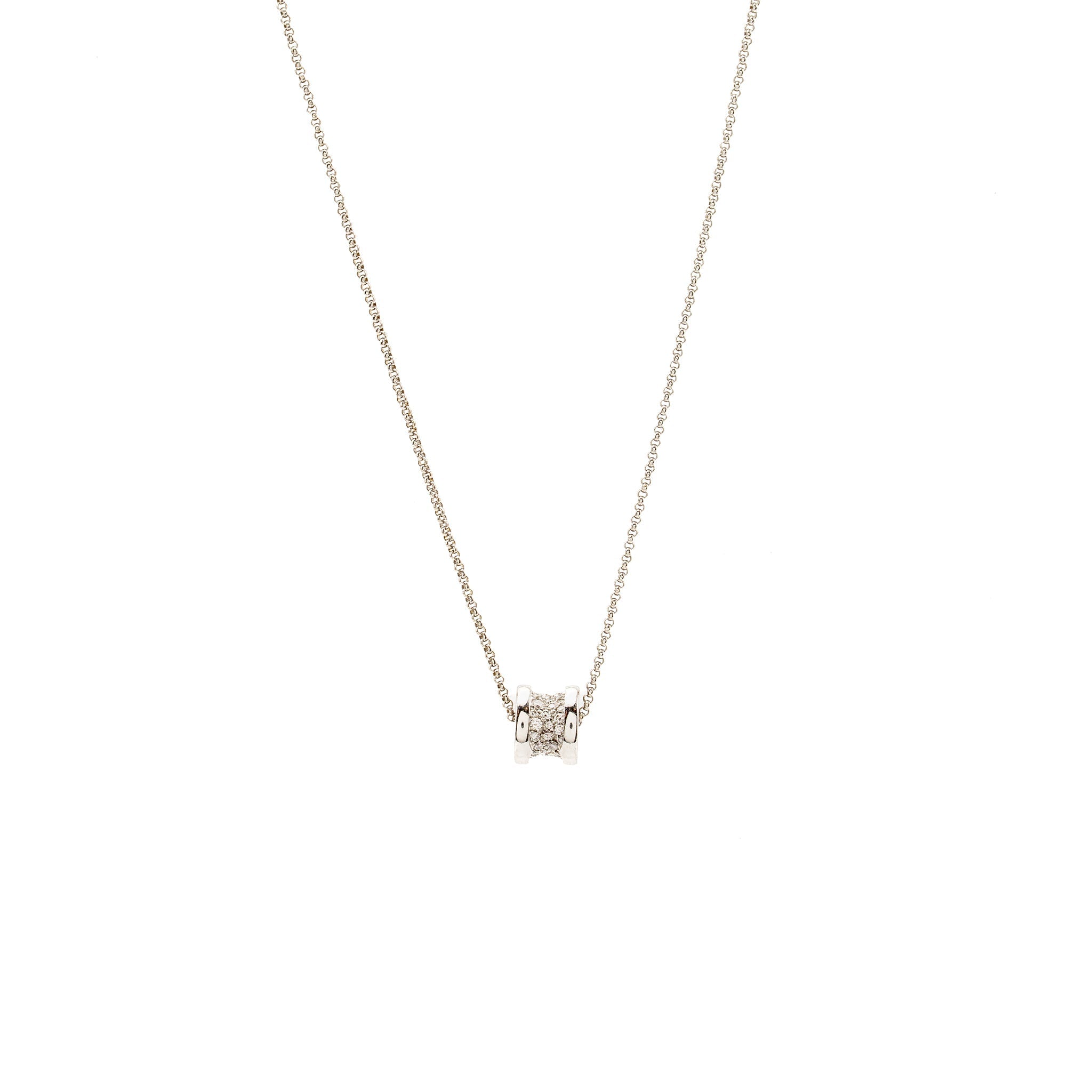 BVLGARI MINI B.ZERO1 NECKLACE WHITE GOLD DIAMONDS