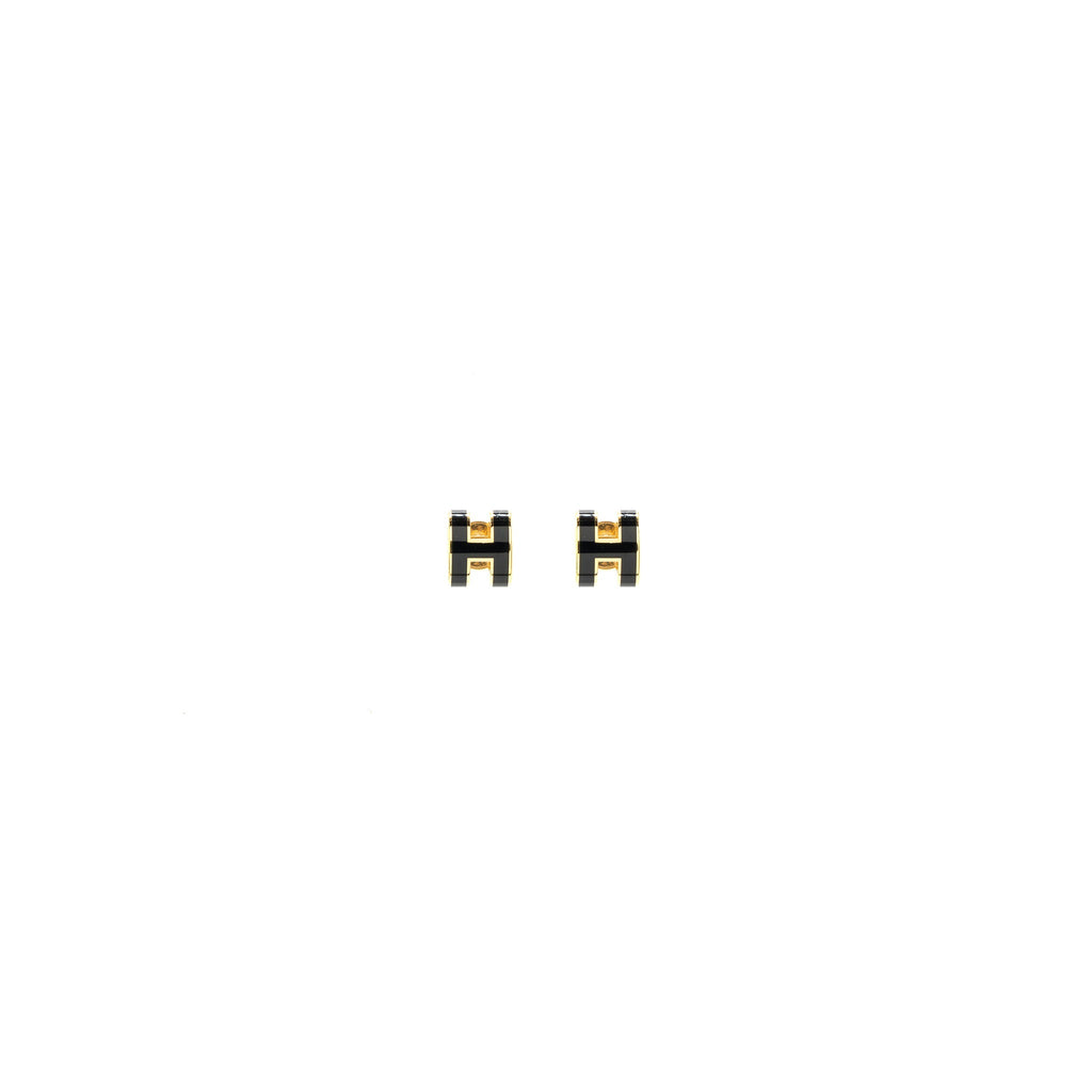 HERMES MINI POP H EARRINGS BLACK GHW