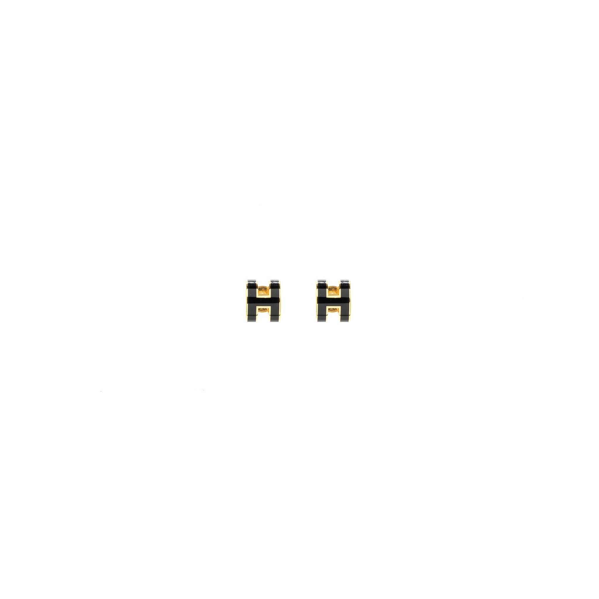 HERMES MINI POP H EARRINGS BLACK GHW