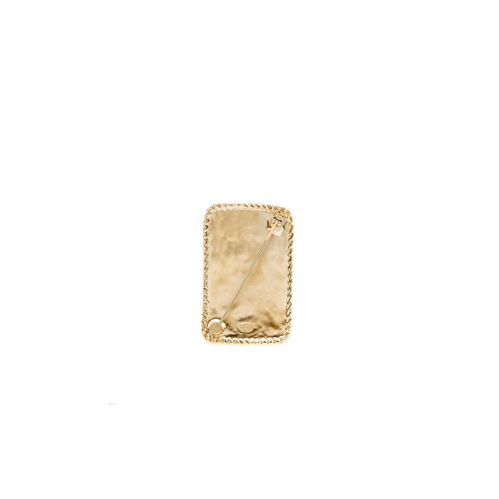 CHANEL CC LOGO AND CROWN BROOCH CRYSTAL LGHW