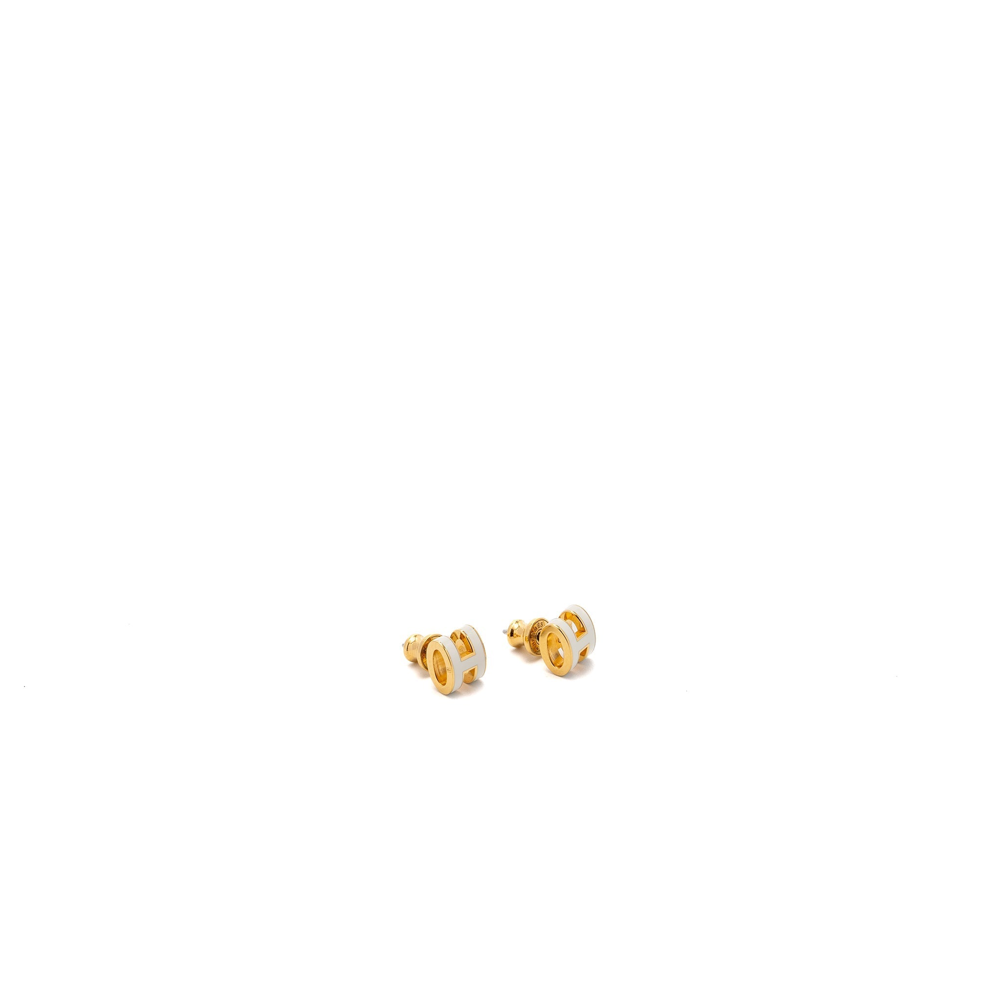 HERMES MINI POP H EARRINGS WHITE RGHW