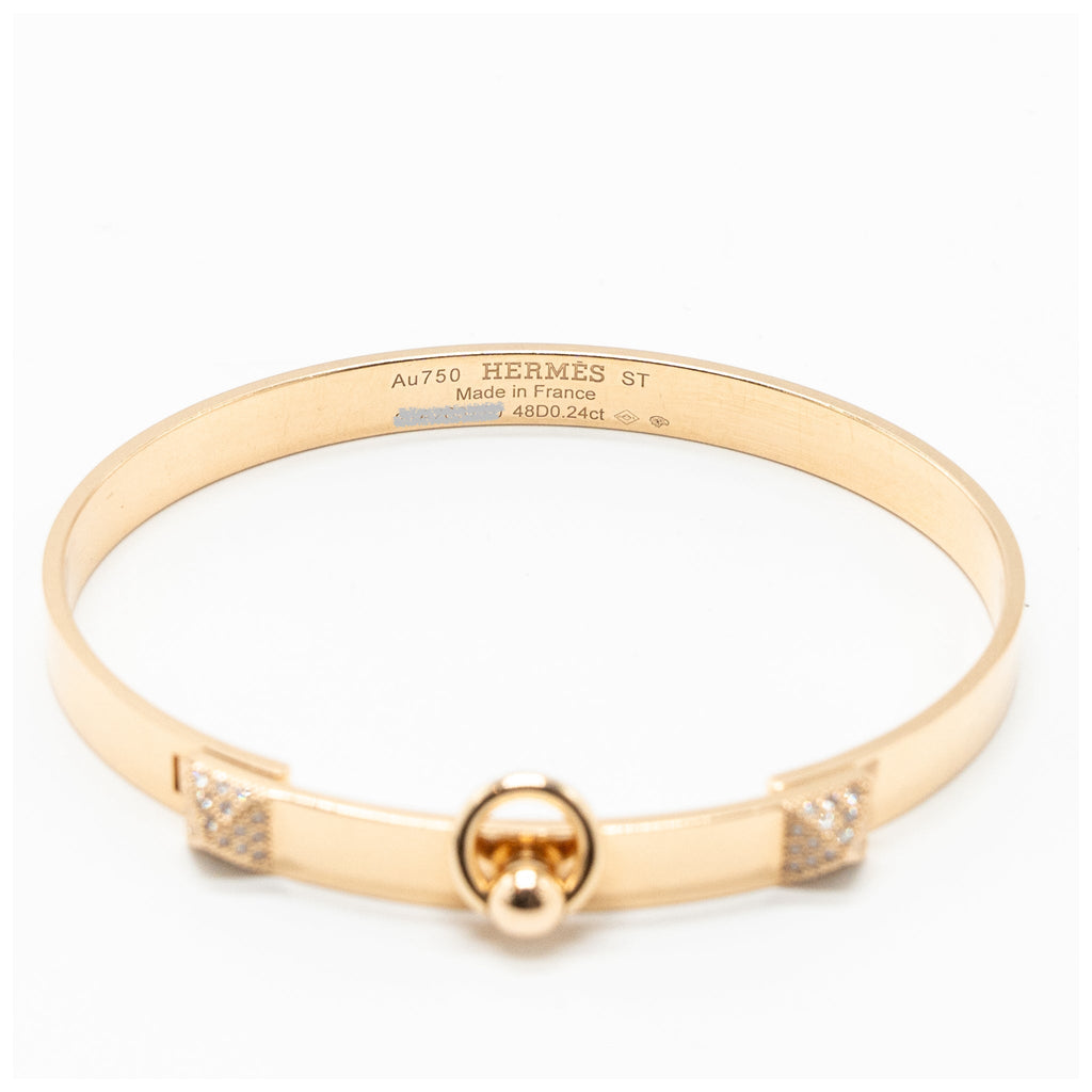 HERMES COLLIER DE CHIEN BRACELET ROSE GOLD DIAMONDS