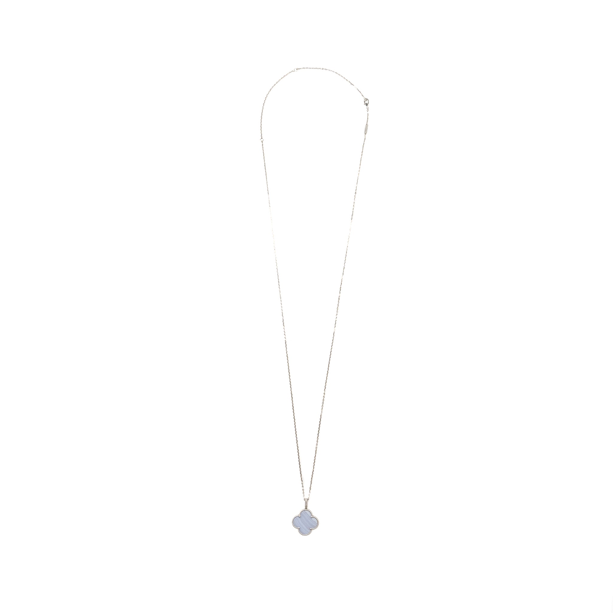 VAN CLEEF AND ARPELS MAGIC ALHAMBRA LONG NECKLACE, 1 MOTIF 18K WHITE GOLD, CHALCEDONY