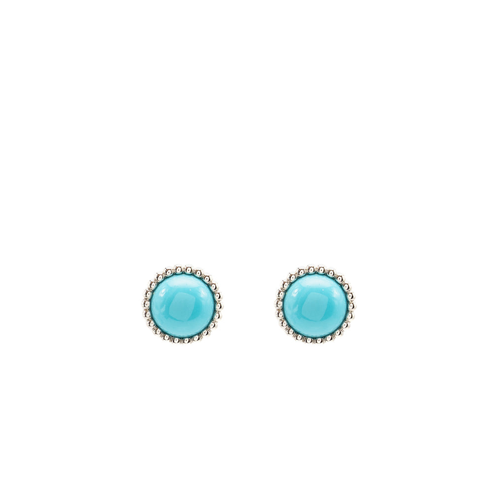 VAN CLEEF AND ARPELS PERLEE COULEURS EARRINGS 18K WHITE GOLD / TURQUOISE