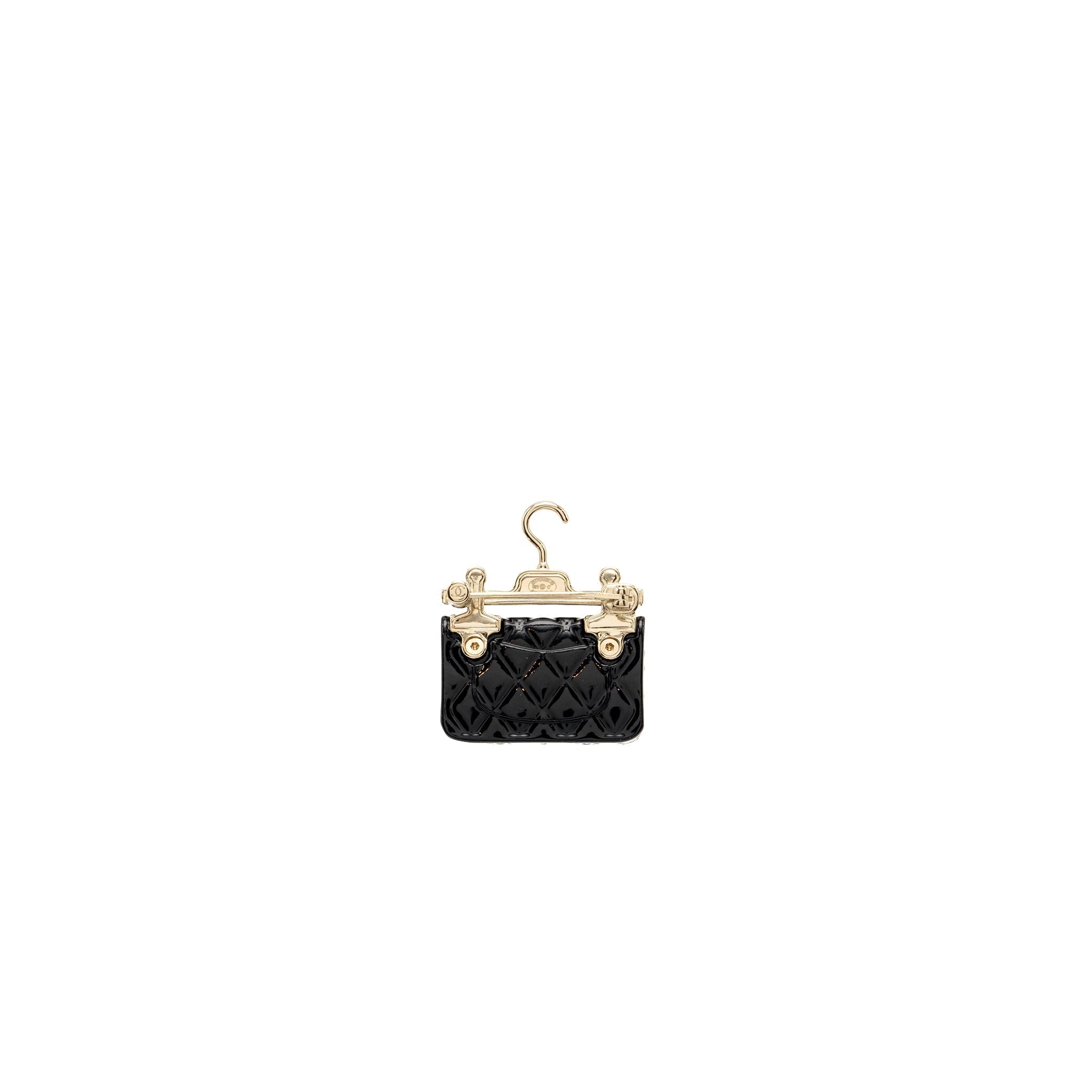 CHANEL HANGER FLAP BAG BROOCH BLACK LGHW