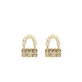 CHANEL FLAP BAG DROPPED EARRINGS WITH PEARL LIGHT GOLD TONE