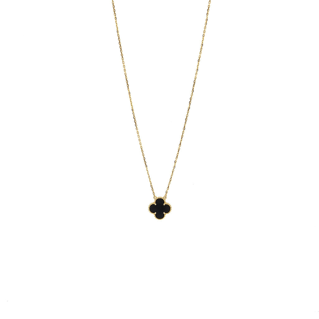 VAN CLEEF & ARPELS VINTAGE ALHAMBRA PENDANT ONYX YELLOW GOLD