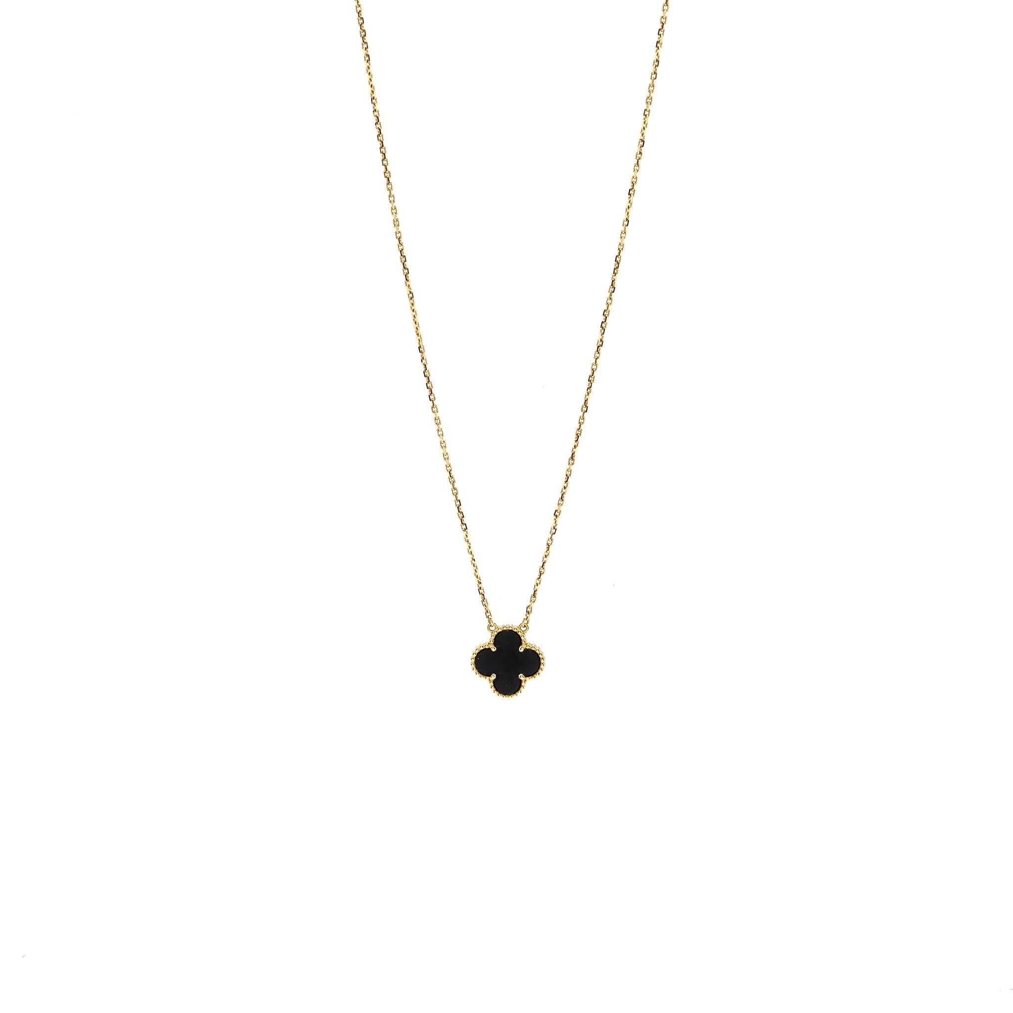 VAN CLEEF & ARPELS VINTAGE ALHAMBRA PENDANT ONYX YELLOW GOLD