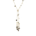 CHANEL CC CAMELLIA GRAPE LONG NECKLACE PEARL/CRYSTAL/BLACK BEADS LIGHT GOLD TONE