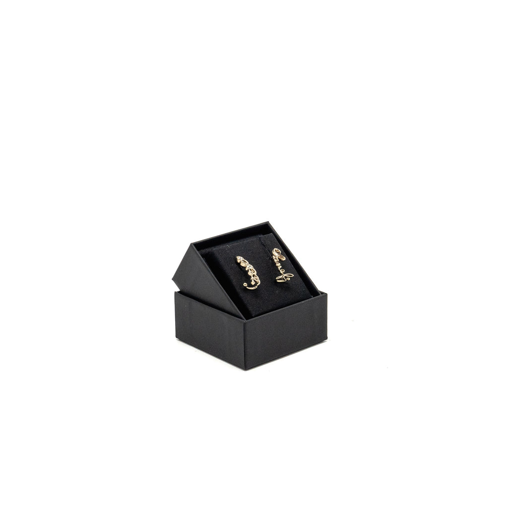 CHANEL COCO CHANEL LETTER EARRINGS LIGHT GOLD TONE
