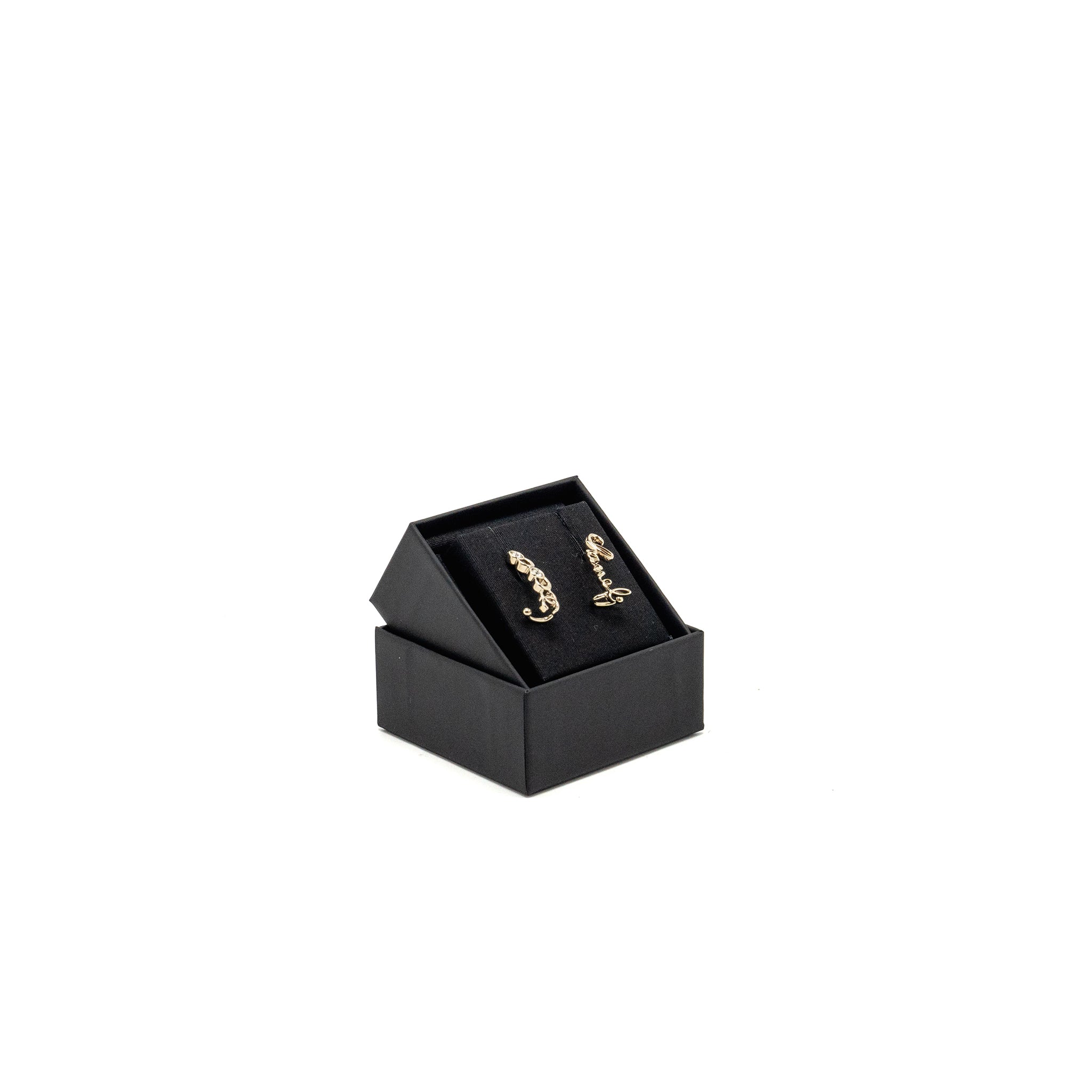 CHANEL COCO CHANEL LETTER EARRINGS LIGHT GOLD TONE