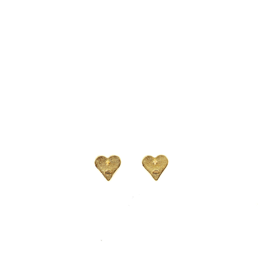 CHANEL HEART SHAPE CC LOGO EARRINGS GOLD TONE