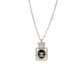 CHANEL NO.5 PERFUME BOTTLE NECKLACE CRYSTAL/LEATHER LIGHT GOLD TONE