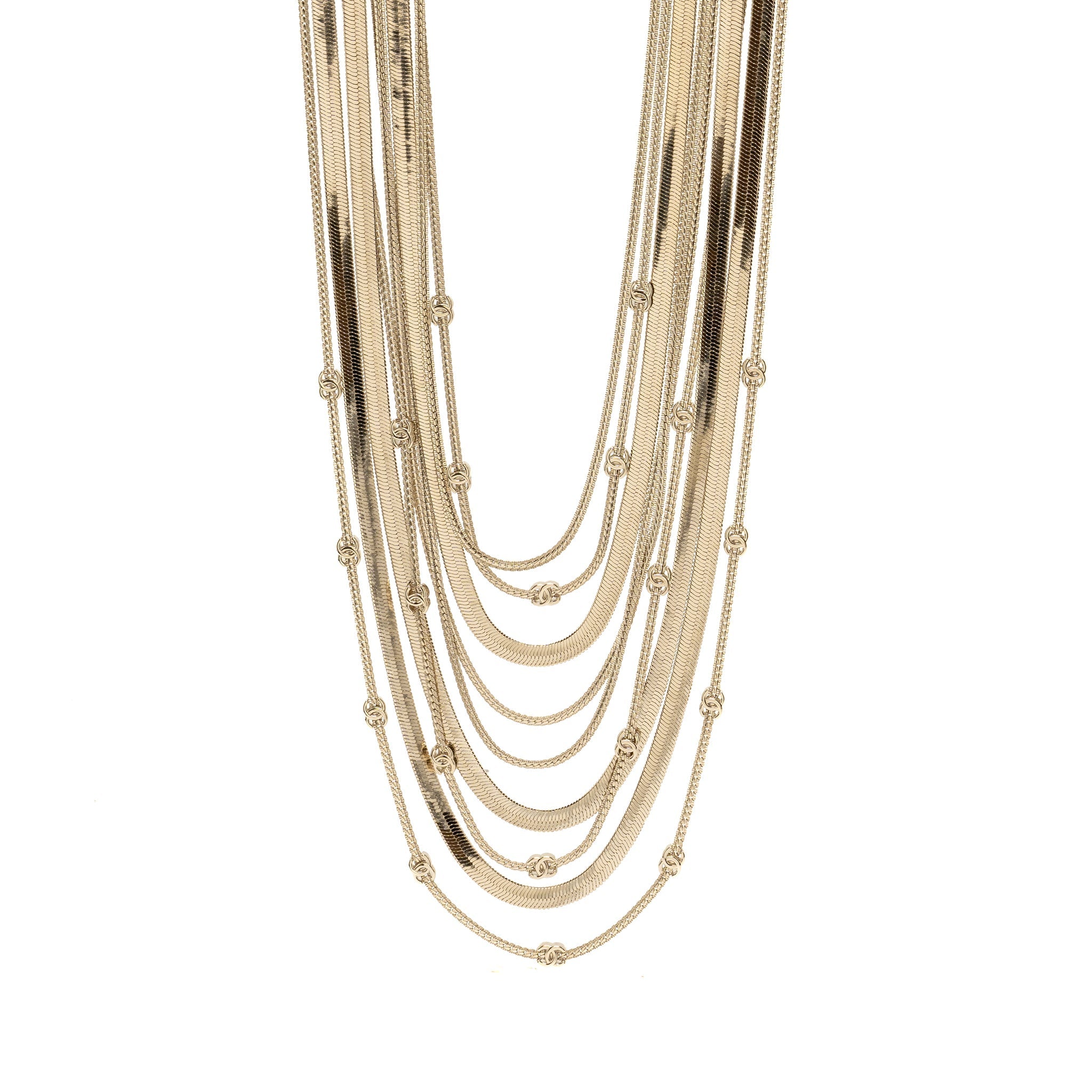 CHANEL CC NECKLACE METAL CHAIN NECKLACE LIGHT GOLD TONE