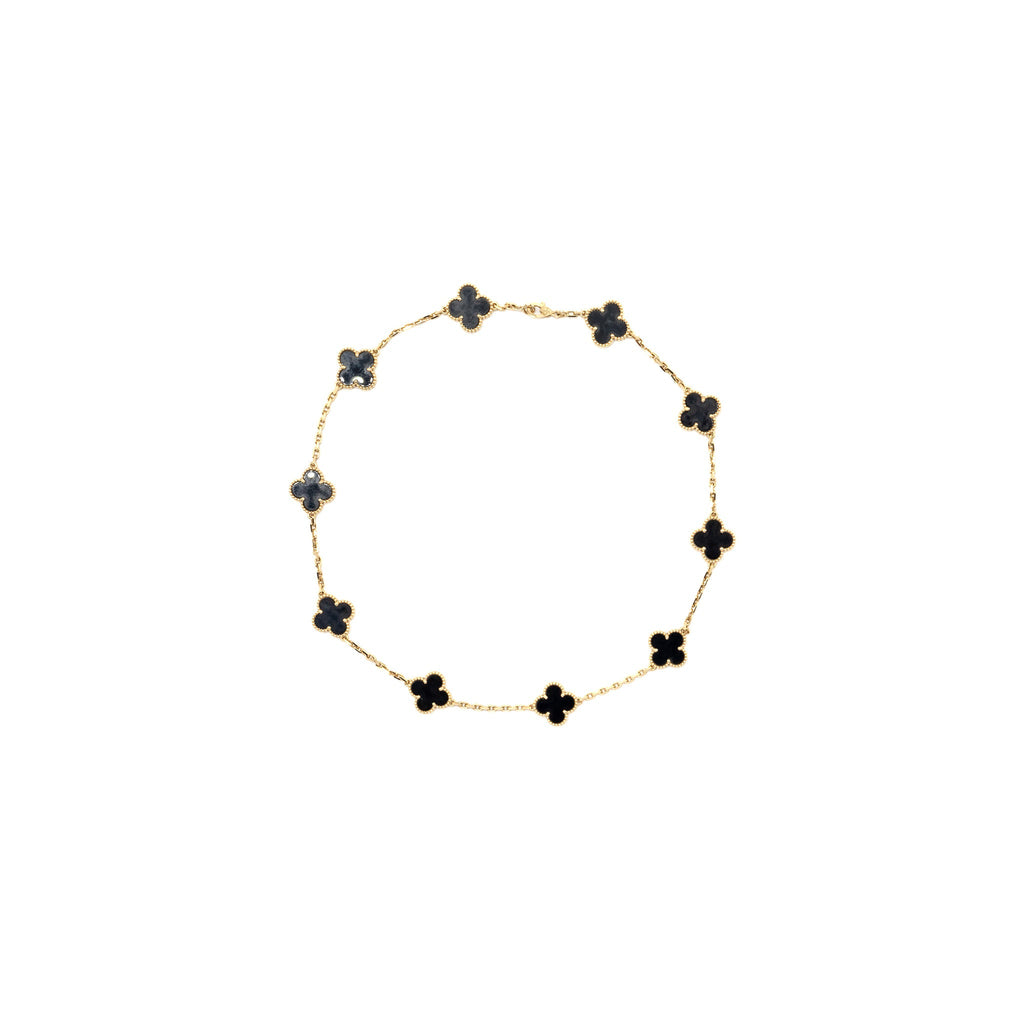 VAN CLEEF & ARPELS VINTAGE ALHAMBRA 10-MOTIF PENDANT ONYX YELLOW GOLD
