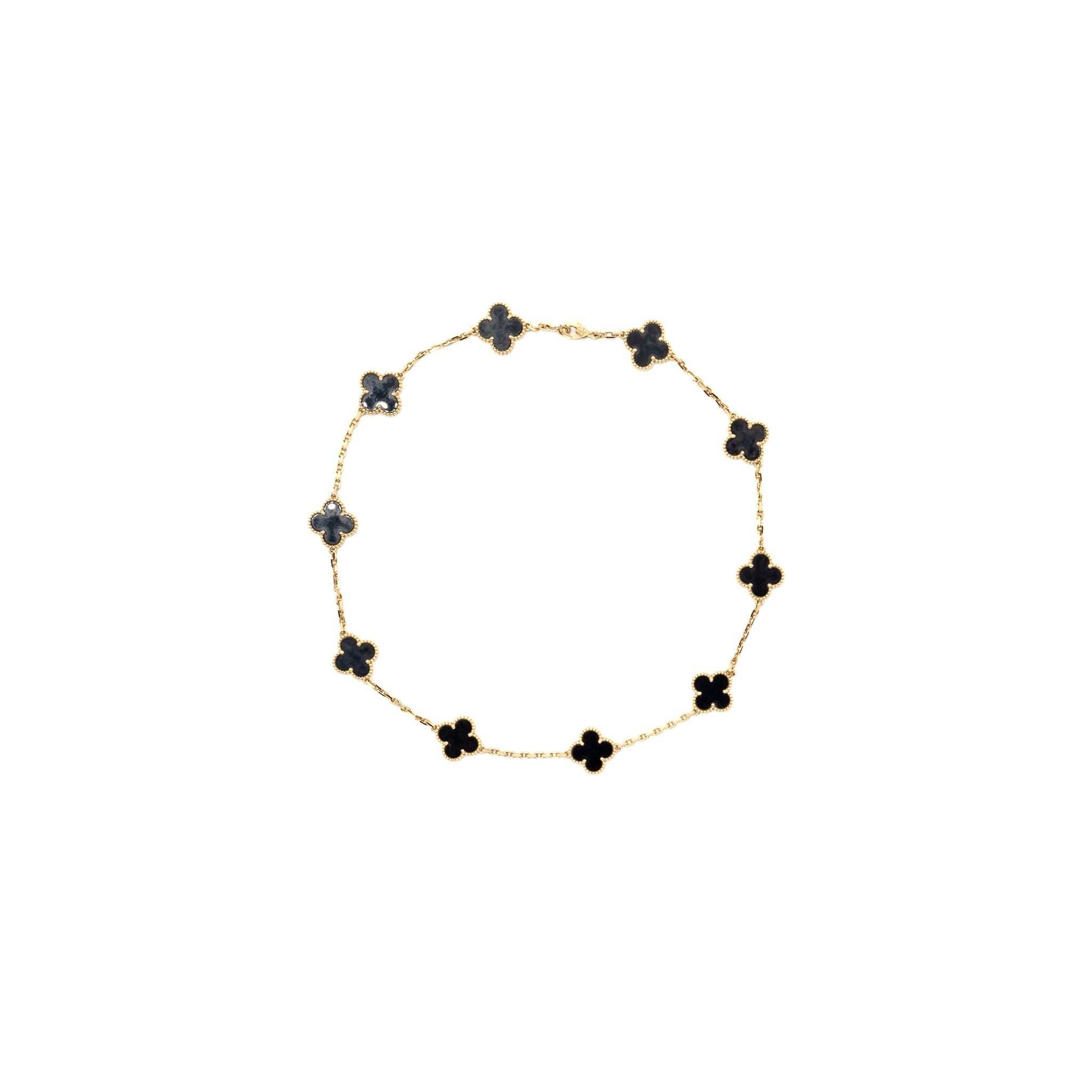 VAN CLEEF & ARPELS VINTAGE ALHAMBRA 10-MOTIF PENDANT ONYX YELLOW GOLD