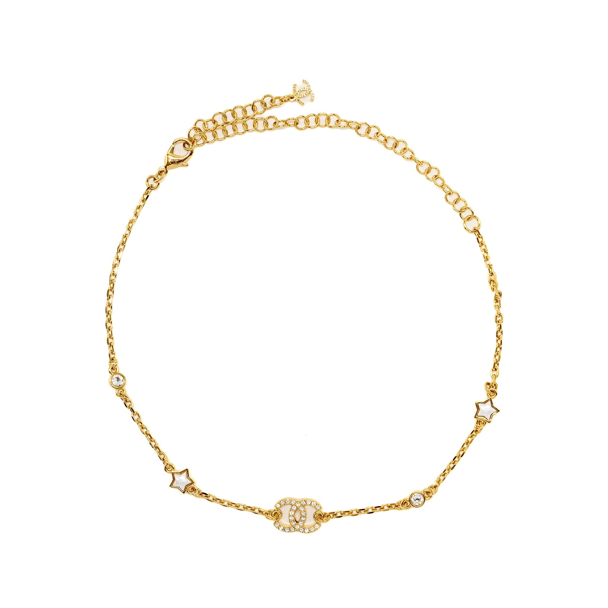 CHANEL CC LOGO AND STAR CHOCKER / NECKLACE GOLD TONE