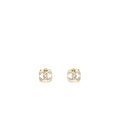 CHANEL SQUARE CC LOGO EARRINGS CRYSTAL LIGHT GOLD TONE