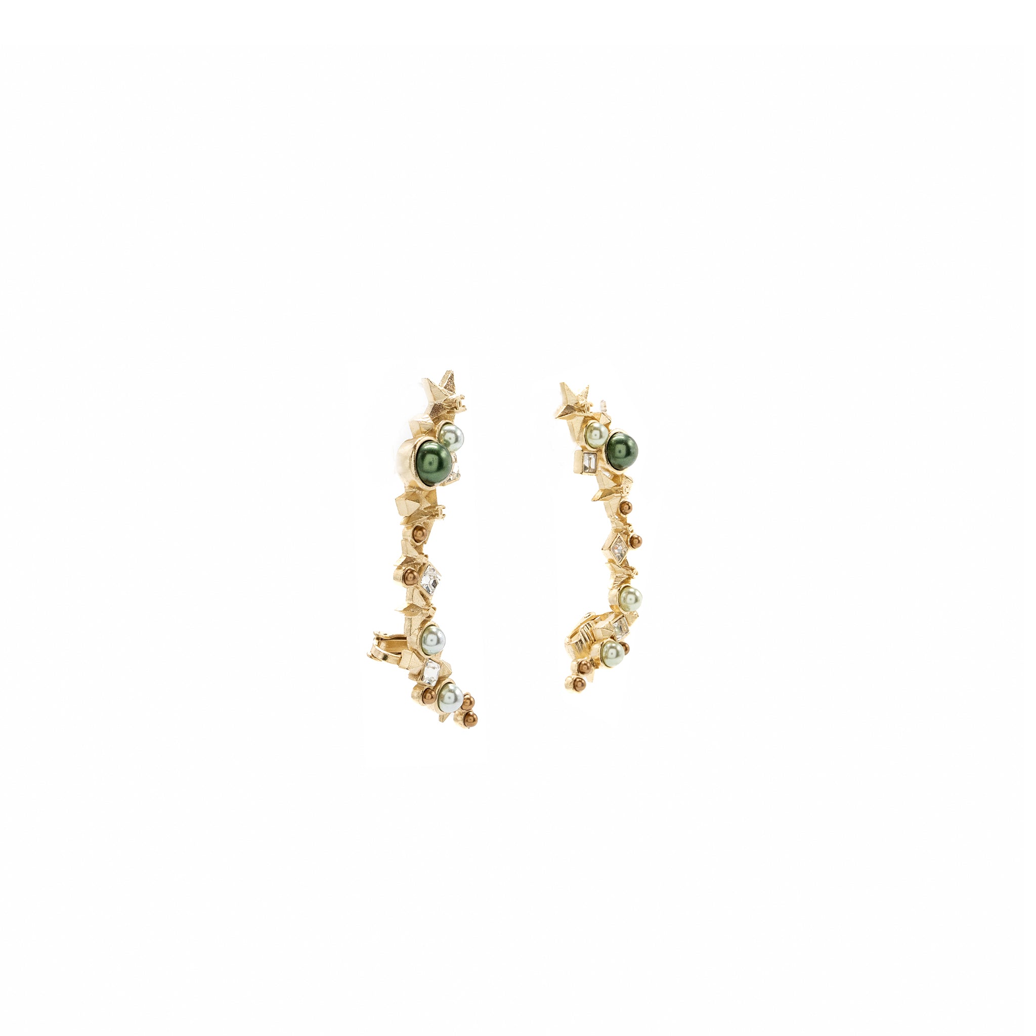 CHANEL STAR EARCLIPS CRYSTAL/ MULTICOLOUR GOLD TONE