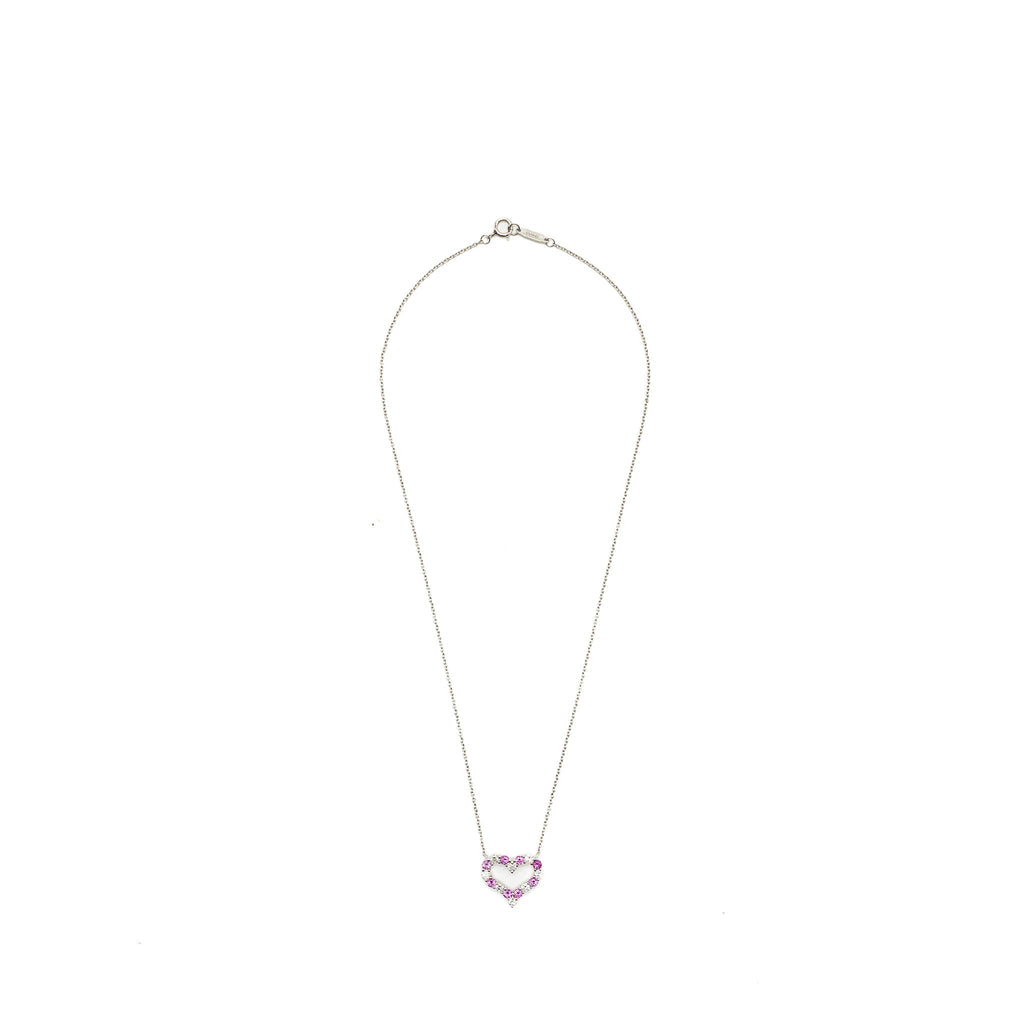 TIFFANY HEART PENDANT PLATINUM PINK/ WHITE DIAMONDS