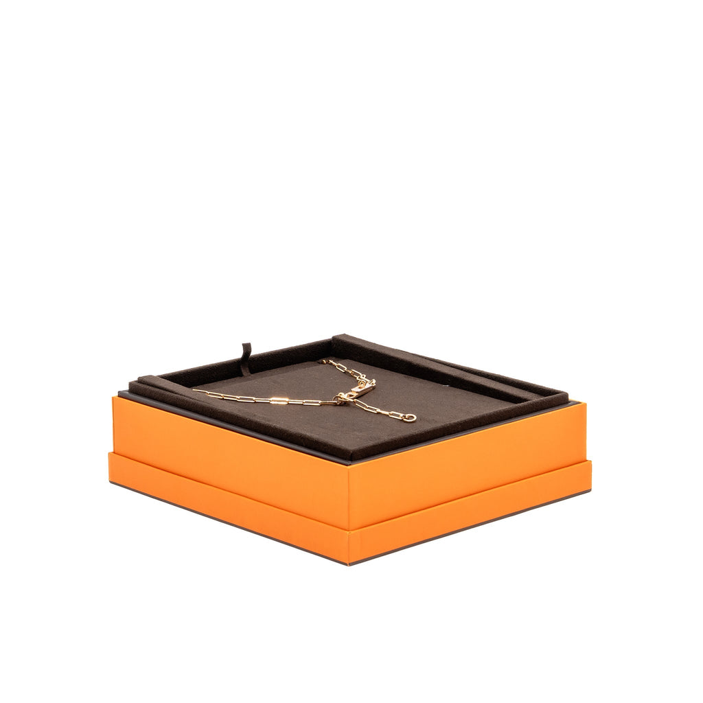 HERMES KELLY CHAINE LARIAT NECKLACE, SMALL MODEL ROSE GOLD, DIAMONDS
