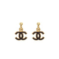 CHANEL CC LOGO DROP EARRINGS BURGUNDY / GOLD TONE